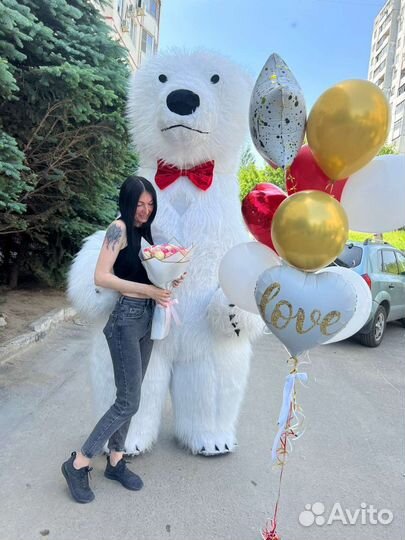 Белый мишка/ростовая кукла/экспресс поздравление