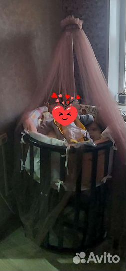 Детская кроватка трансформер круглая