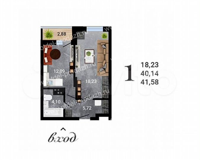 1-к. квартира, 41,6 м², 13/26 эт.