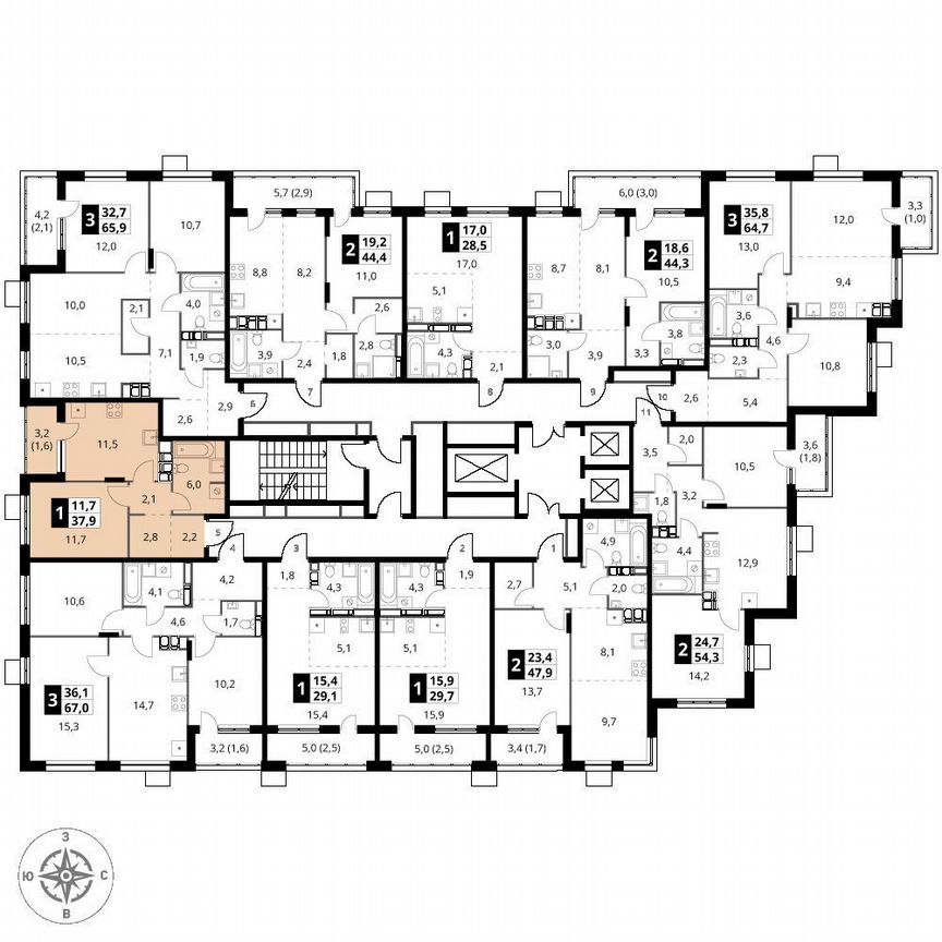 1-к. квартира, 37,9 м², 24/25 эт.