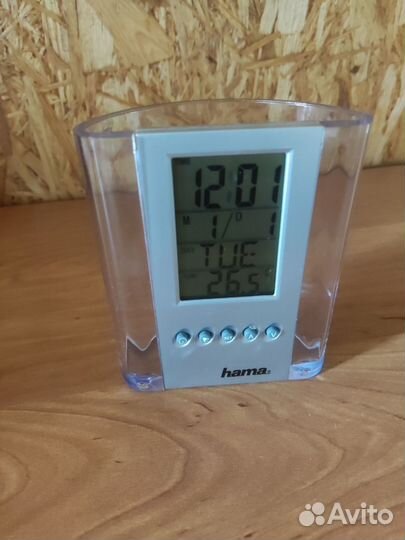 Термометр-часы-будильник-подставка для ручек Hama