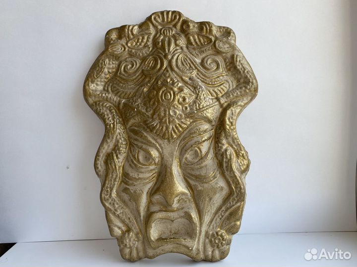 Маска гипсовая, настенное панно, гипс СССР 80е