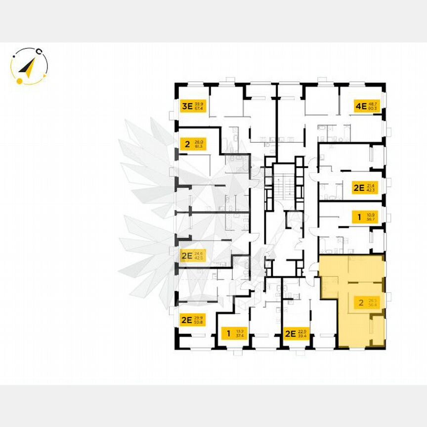 2-к. квартира, 56,4 м², 15/18 эт.