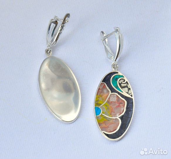 Серьги кольцо с котиками, эмаль, инкрустация