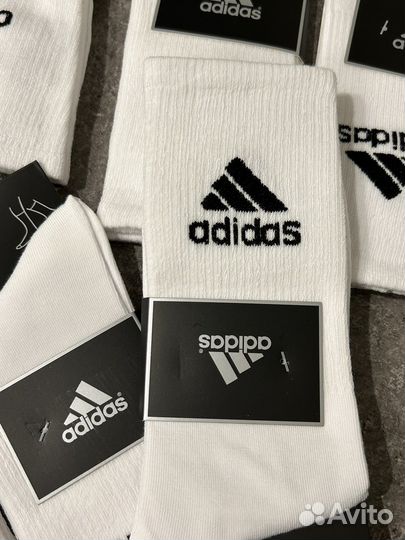 Носки adidas р.41-45 белые высокие
