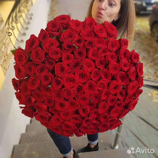 Букет 101 роза 80см