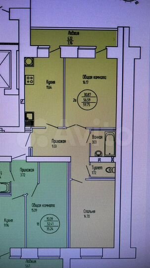 2-к. квартира, 60 м², 1/12 эт.