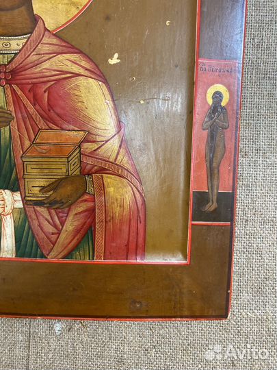 Икона старинная Пантелеймон целитель