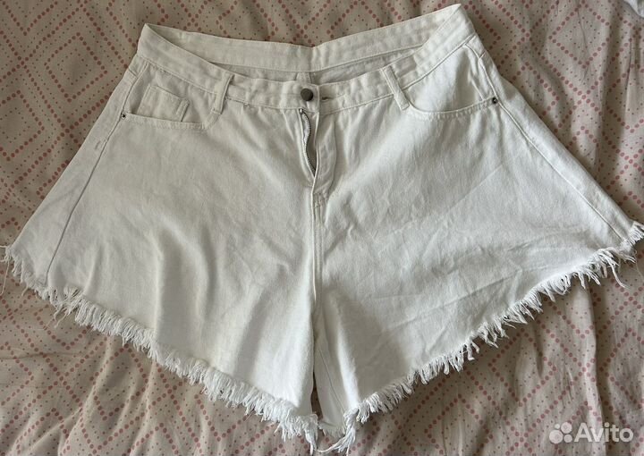 Шорты клеш джинсовые летние с высокой талией