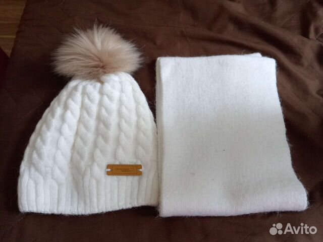 Шапка с шарфом для девочки 5-6 лет