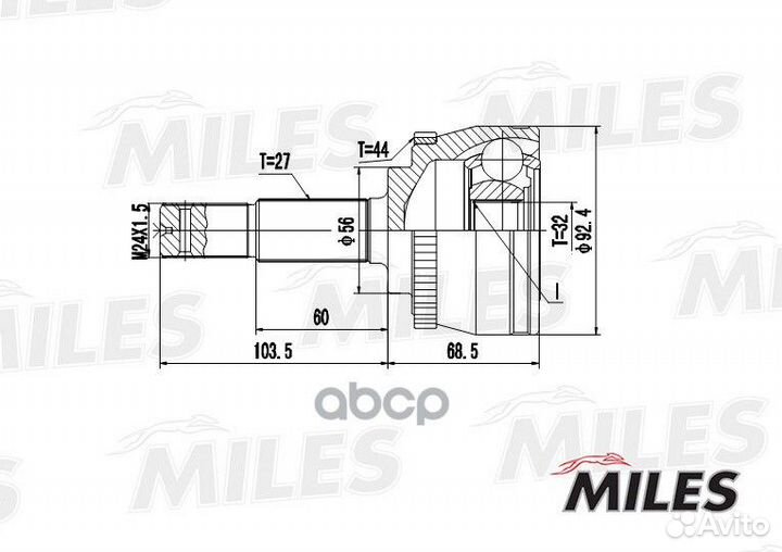 Шрус nissan primera 1.6-2.0 96-02 нар.(ABS) ga2