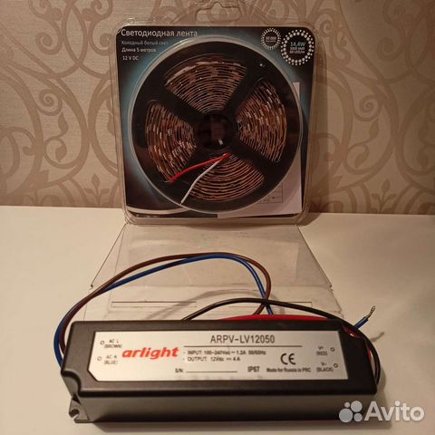 Светодиодная лента 12v 14.4W холодный белый