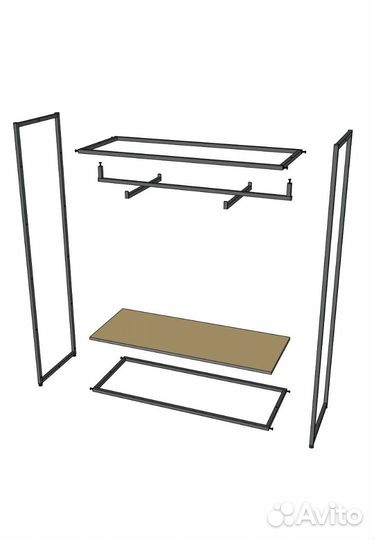 Стеллаж для одежды в стиле Лофт A17120-01-чб (170х
