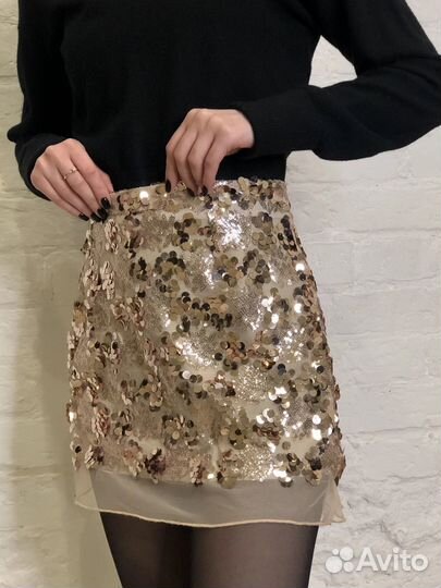 Юбка с пайетками s m