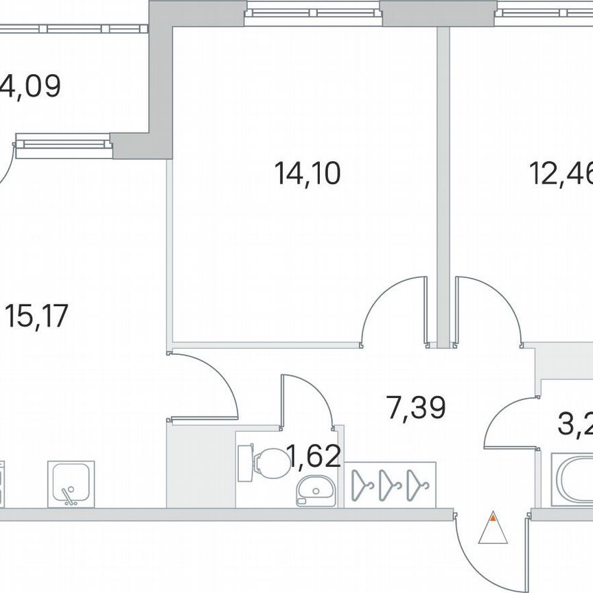 2-к. квартира, 56,1 м², 5/5 эт.