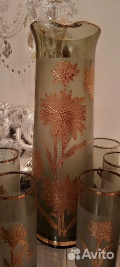 Кувшин со стаканами Богемия