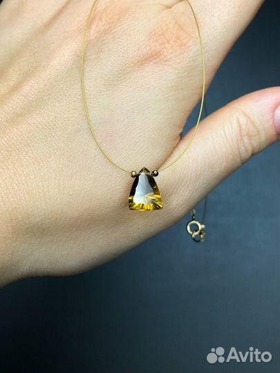 Колье чокер на леске с цитрином