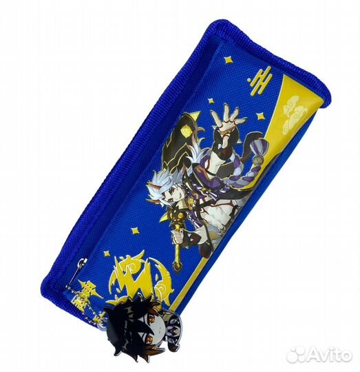 Пенал школьный 2 секции, с брелком