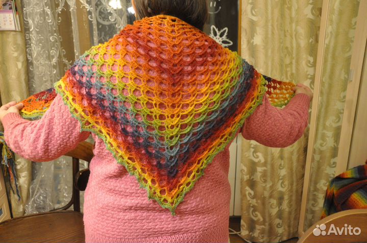 Бактус шаль платок, шерстяной радужный