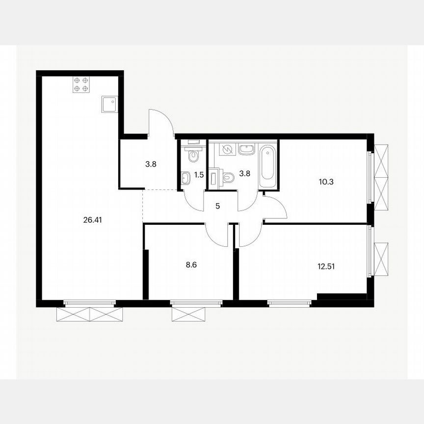 3-к. квартира, 72 м², 13/38 эт.