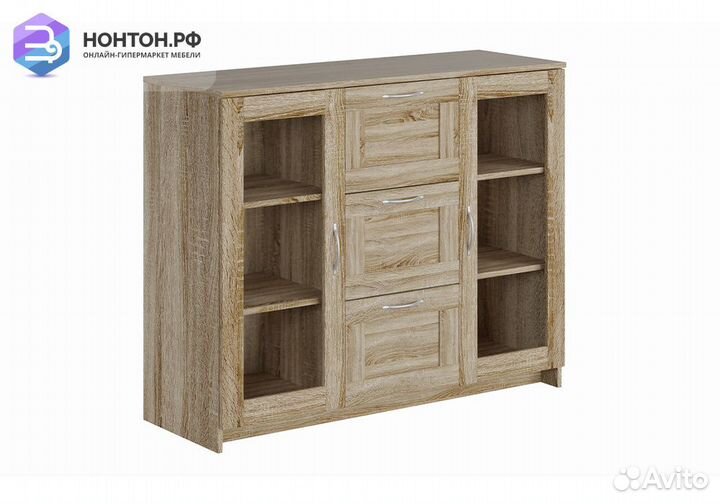 Комод с дверцами Сириус со стеклом и 3 ящиками сон