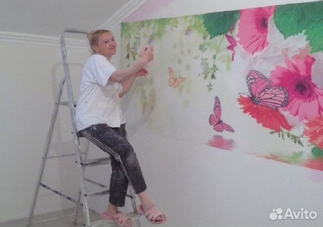 Поклейка обоев стекло-обоев. Услуги по ремонту