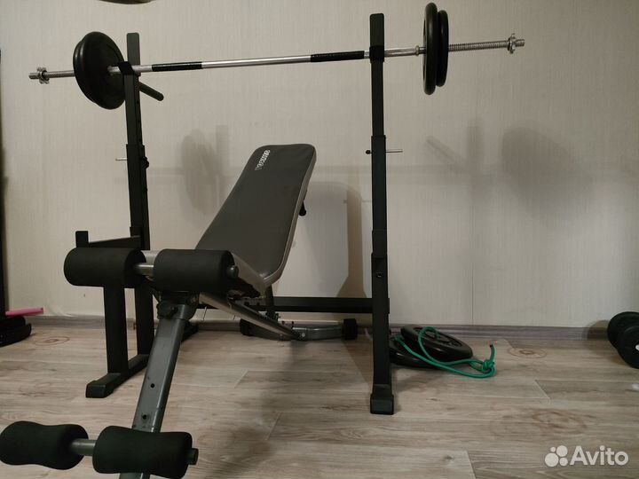 Комплект Штанга +блины +стойки+скамья