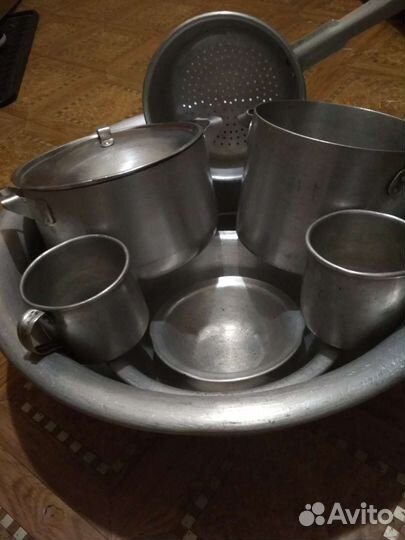 Чаши, тазы, кружки, дуршлаг алюминиевые, СССР