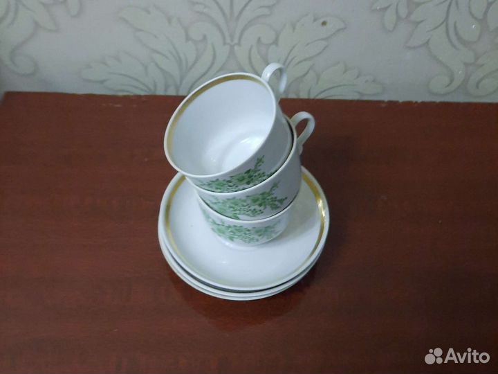 Чайный набор.ссср. Чашки с блюдцами СССР