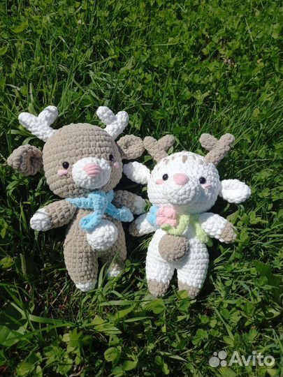 Вязаные игрушки амигуруми -кот,оленята,коровка