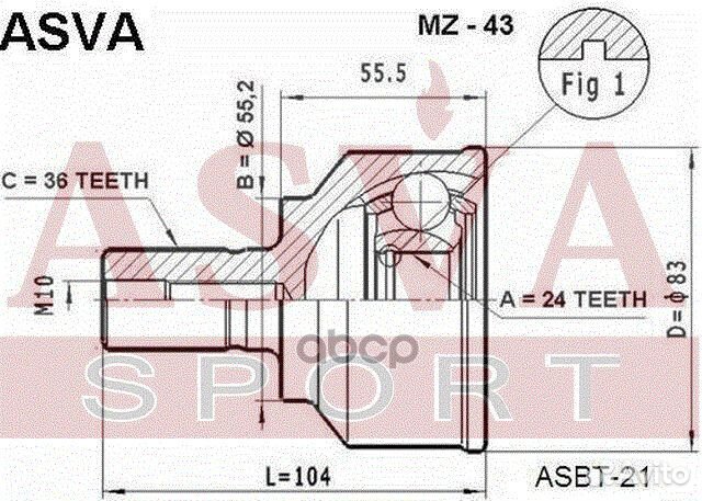 ШРУС наружный MZ-43 asva