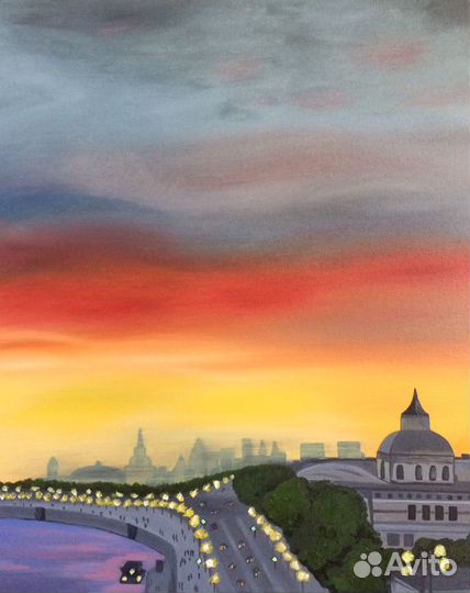 Картина маслом Небо Москвы