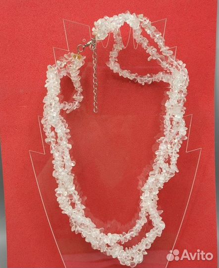 Бусы 3 нити Белый Кварц 52 см