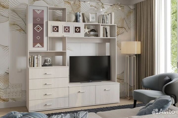 Стенка Белла центральная секция ясень белый