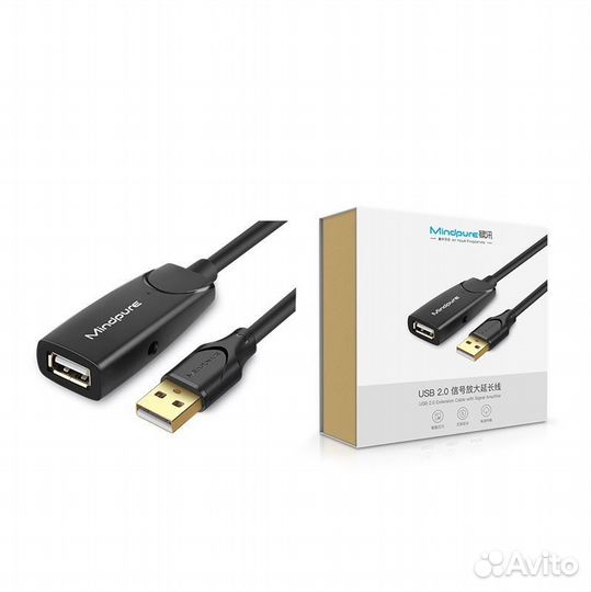 Кабель Mindpure Удлинитель USB AM - AF USB2.0 15м