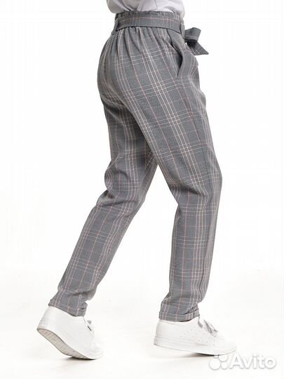 Брюки для девочки клетка/розов