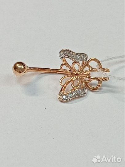 Пирсинг с синтетическим камнем Золото