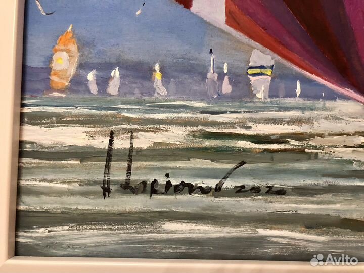 Картина маслом парусники в море