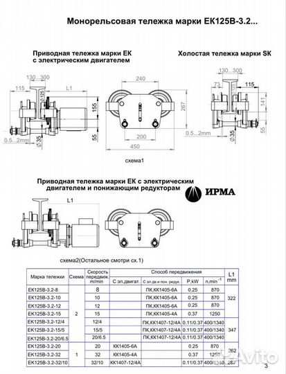 Тележка приводная ек125 (г/п 2-3,2 т)