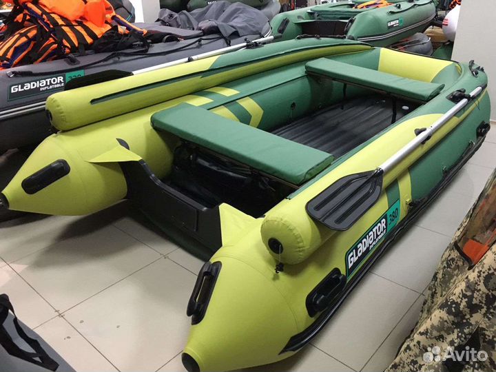 Лодка пвх Gladiator E 380 X зелено-оливковая
