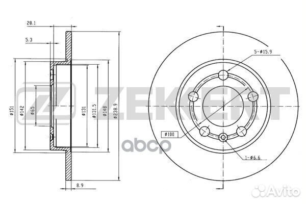 Диск торм. зад. Audi A3 96- TT 98- Skoda Octa