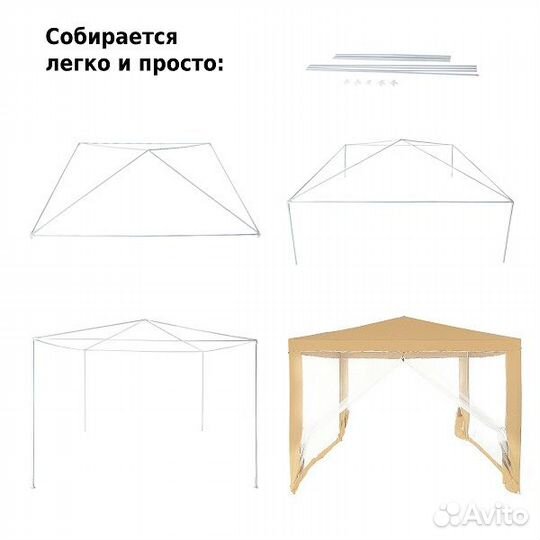 Тент садовый Green Glade 1040 3х3х2,5м полиэстер