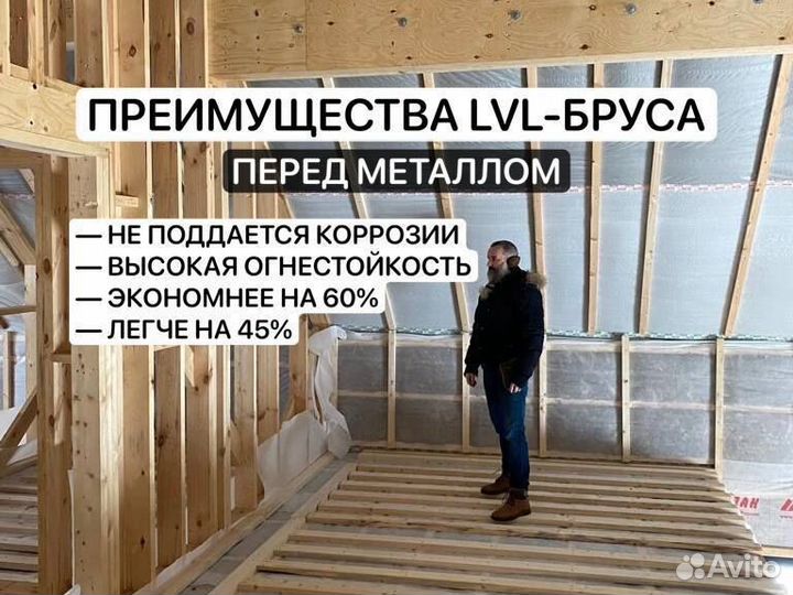 Лвл Брус LVL 75x200x 8.0 метр