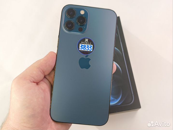 С коробкой) iPhone 12 Pro Max 128Gb Blue Sim+Esim