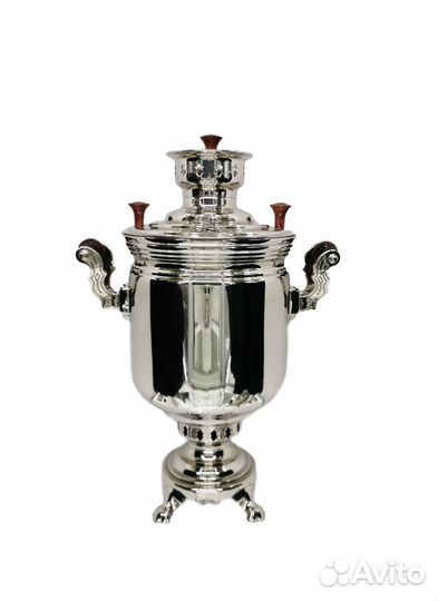 Тульский самовар на дровах никелированный литьё