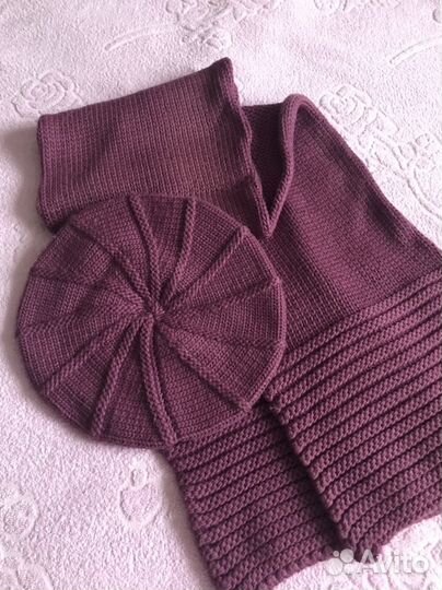 Берет и шарф шерсть, 56-57 р