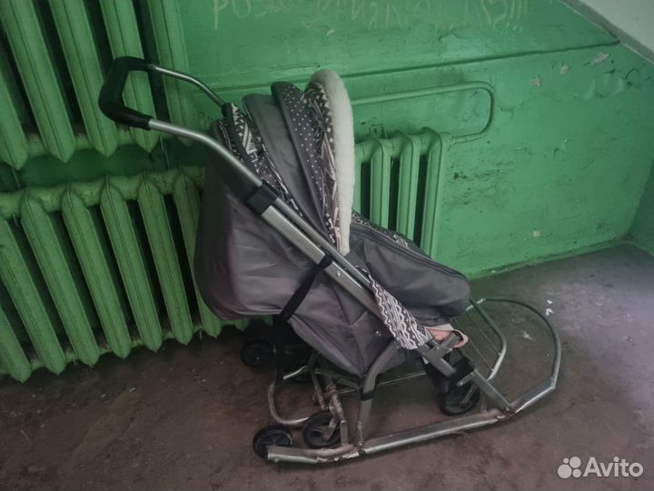 Детские санки коляска с колесами