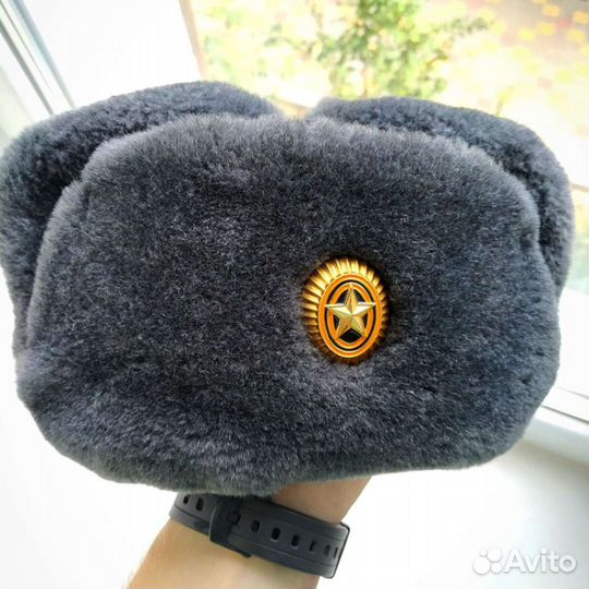 Мужская шапка-ушанка (меховая, военная)