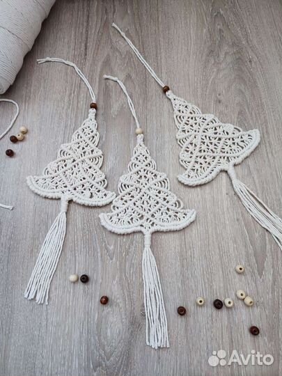 Декор ёлочка, елочные игрушки макраме