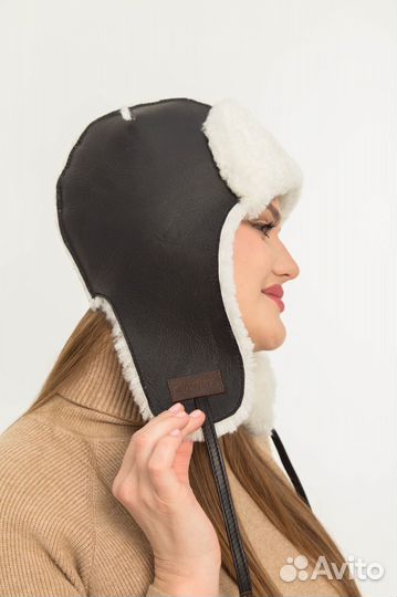 Шапка ушанка из овчины женская 